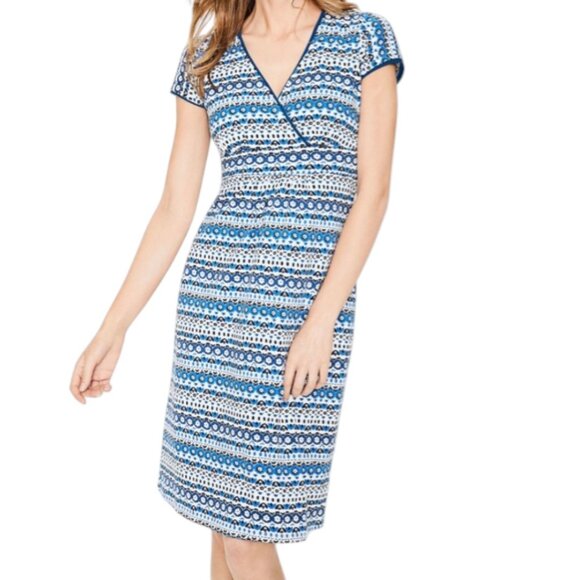 Boden Dresses & Skirts - Boden Casual Jersey Short Sleeve Surplice Blue Floral Dress